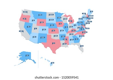 United States of America USA Regions Map Vector Illustration