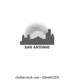 United States of America USA San Antonio city skyline landscape silhouette vector logo icon. Cool urban horizon illustration concept