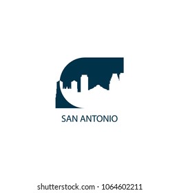 United States of America USA San Antonio city skyline landscape silhouette vector logo icon. Cool urban horizon illustration concept