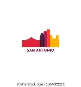 United States of America USA San Antonio city skyline landscape silhouette vector logo icon. Cool urban horizon illustration concept