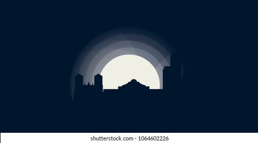 United States of America USA San Antonio city skyline landscape silhouette vector logo icon. Cool urban night horizon illustration concept