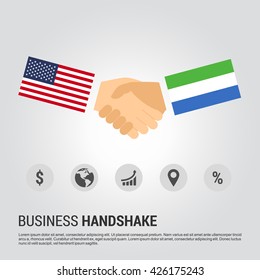 United States of America (USA) and Sierra Leone businessmen shaking hands in a business environment