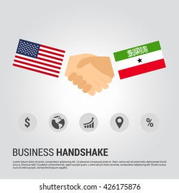 United States of America (USA) and Somaliland businessmen shaking hands in a business environment