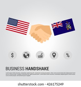 United States of America (USA) and South Georgia businessmen shaking hands in a business environment