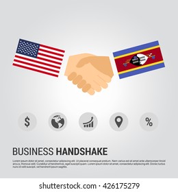 United States of America (USA) and Swaziland businessmen shaking hands in a business environment