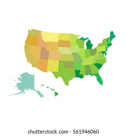United States of America USA Vector Map isolated on white. background. Vector illustration.