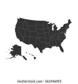 United States of America USA Vector Map isolated on white. background. Vector illustration.