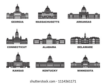 United States of America. Vector collection of United States city.  EPS 10. Vector illustration