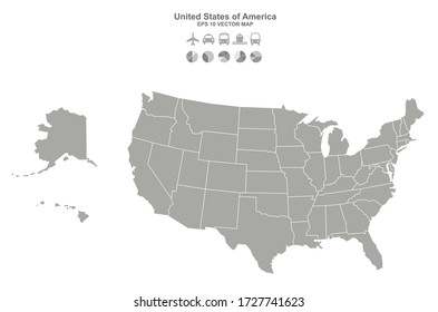 United States Of America Vector Map. Usa Graphic Design Background Map. 