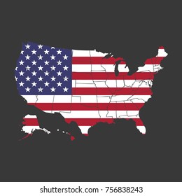 United States of America vector map with the flag