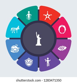 united states of america vector template for infographics. Business concept with 9 options, steps, parts, segments. Banner infographic cycling diagram, round chart