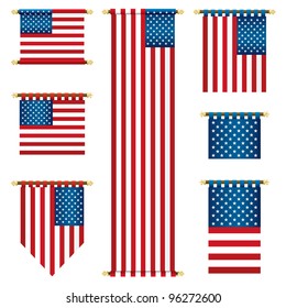 united states of america vertical banners isolated on white