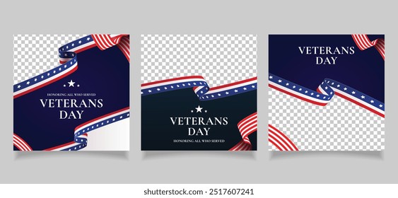 united states of america veterans day social media post design template