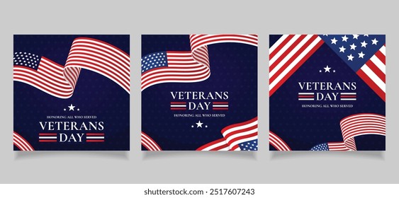united states of america veterans day social media post design template