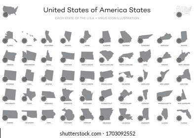 United States of America States with virus - Icon Vector illustration