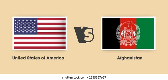 United States of America vs Afghanistan flags placed side by side. Creative stylish national flags of USA vs Afghanistan with background