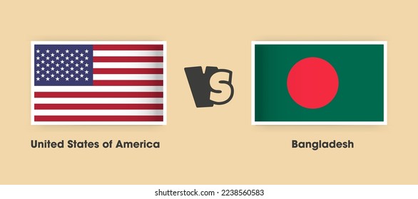 United States of America vs Bangladesh flags placed side by side. Creative stylish national flags of USA vs Bangladesh with background