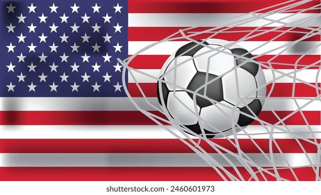 united states of America waves flag with football