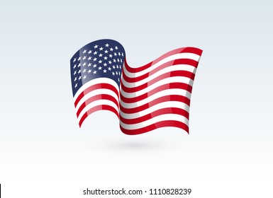 United States of America waving flag vector icon, national symbol. Flag of USA, fluttered in the wind - vector illustration isolated on white background.