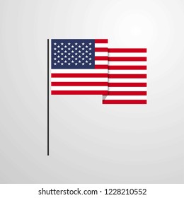 United States of America waving Flag design vector