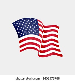 United States of America waving flag. Vector illustration. US waving flag. Stars and Stripes fluttering. Old Glory in the wind