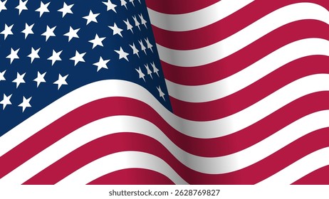 United States of America waving flag, USA flag design for Independence Day, 3D vector illustration.