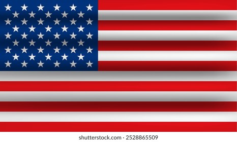 United States of America wavy silk fabric design flag vector illustration. USA flag vector illustration design with red, blue and white color. American national flag design.