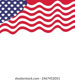 United states American banner poster vector design template with USA wavy flag with blank white background or empty place for title text or for writing