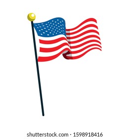 united states american flag in pole vector illustration design