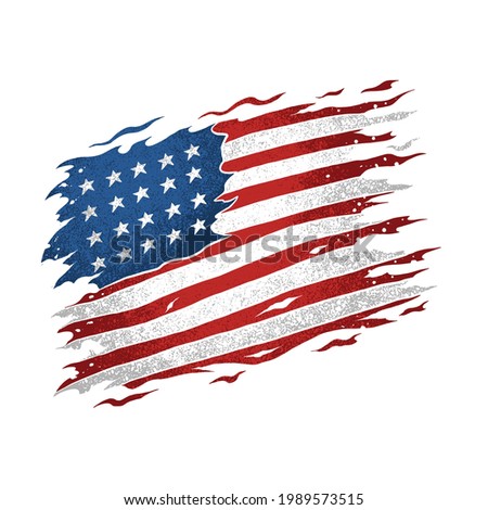 the united states american flag is torn and looks really cool