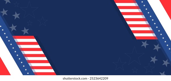 Bandera americana de los Estados Unidos Anuncio patriótico papercut blanco, fondo, Web, tarjeta de felicitación, cartel, cubierta de vacaciones, etiqueta, volante, diseño. Patriótico Impresión de medios sociales para presentación, información