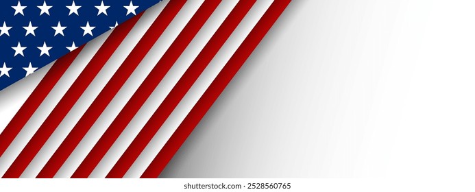 Estados Unidos bandeira americana EUA patriótico recorte de papel branco banner, fundo, web, cartão de saudação, cartaz, capa de feriado, etiqueta, folheto, layout. Patriótico Mídia social impressa para apresentação, informação