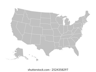 United States of American Map. USA Map. USA borders. 