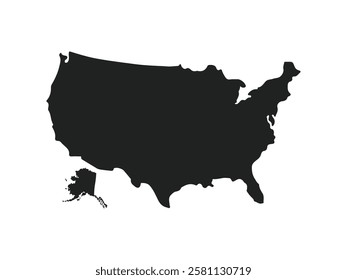 United States of American Map. USA Map. USA borders. USA silhouette.