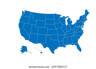 United States of American Map. USA Map. USA borders. USA silhouette.