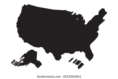 United States of American Map. USA Map. USA borders. USA silhouette.