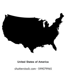 United States of America,USA black map,border with name of