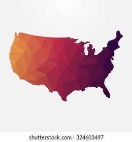 United States of America,USA in geometric polygonal style.Abstract tessellation,modern design background. Vector illustration EPS10