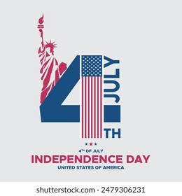 united states of America,USA Independence Day, 4th of July. statue of liberty. vector illustration.