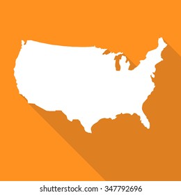 United States of America,USA map flat simple style with long shadow.