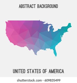 United States of America,USA map in geometric polygonal,mosaic style.Abstract tessellation,modern design background,low poly. Vector illustration.