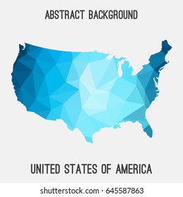 United States of America,USA map in geometric polygonal,mosaic style in blue shades. Vector illustration.