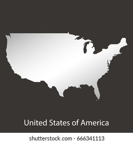 United States of America,USA map,border with chrome,metal shine gradient. Vector illustration