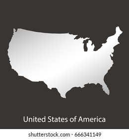 United States of America,USA map,border with chrome,metal shine gradient. Vector illustration