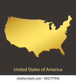 United States of America,USA map,border with golden gradient. Vector illustration