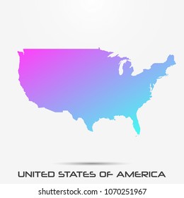 United States of America,USA map,border with pink and turquoise gradient. Vector illustration