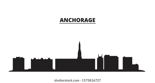 United States, Anchorage City city skyline isolated vector illustration. United States, Anchorage City travel black cityscape