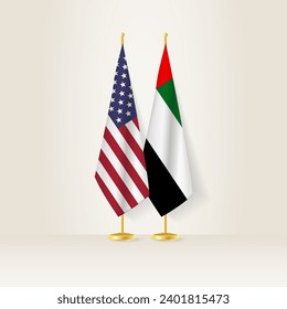 United States and United Arab Emirates national flag on a light background. Vector illustration.