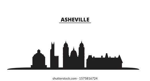 United States, Asheville city skyline isolated vector illustration. United States, Asheville travel black cityscape