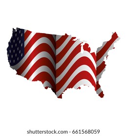 united states of asmerica map with flag